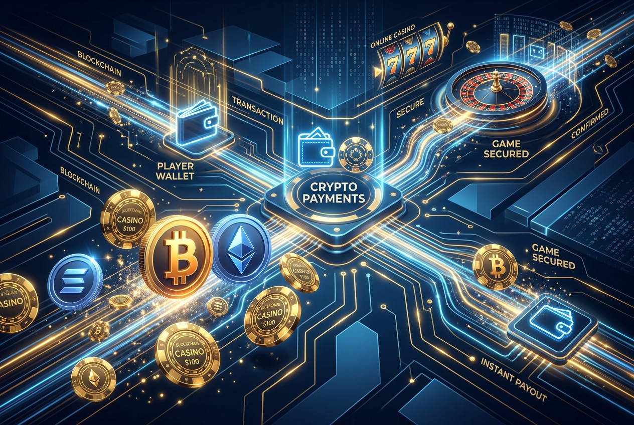 Abstraktní vizualizace krypto plateb a digitálních herních žetonů v moderním online prostředí