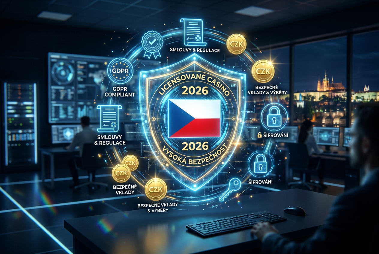 Moderní online kasino rozhraní s oficiální pečetí Ministerstva financí ČR
